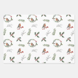 Waterverf English Robin Kerstfeestay Gift Inpakpapier Vel