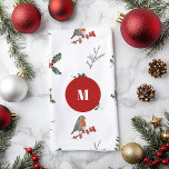 Waterverf English Robin Kerstfeestay Theedoek<br><div class="desc">Deze  kleine redborst-Engelse Robin is geperst om je een gelukkig vakantieseizoen toe te wensen. Gebruik voor al je vakantieversieringen.</div>