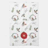Waterverf English Robin Kerstfeestay Theedoek (Verticaal)