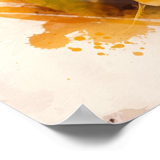 Waterverf Enkelvoudige Gele Rose Poster (Hoek)