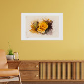 Waterverf Enkelvoudige Gele Rose Poster