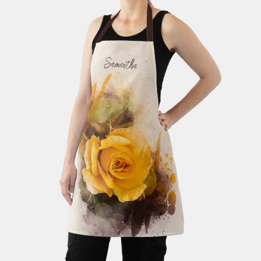 Waterverf Enkelvoudige Gele Rose Schort (Insitu)