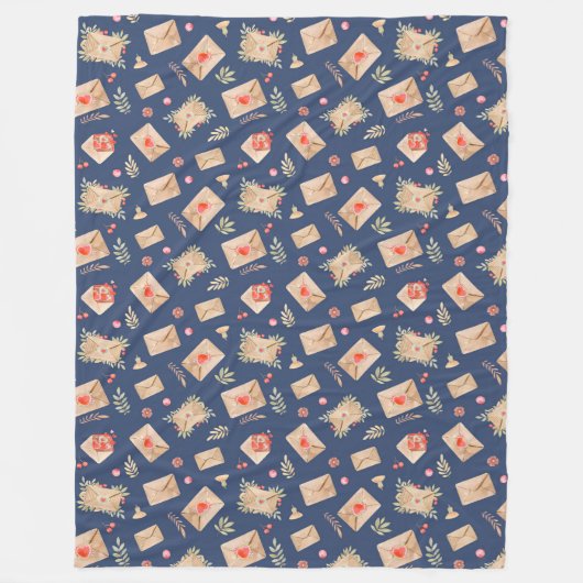 Waterverf Enveloppen en hart Fleece Deken (Voorkant)