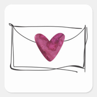 Waterverf envelopsticker vierkante sticker
