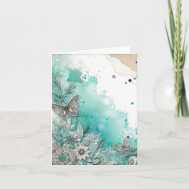 Waterverf Ephemera  Blank Notitiekaartje