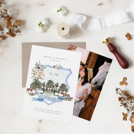 Waterverf Equestrian English Manor Wedding Crest