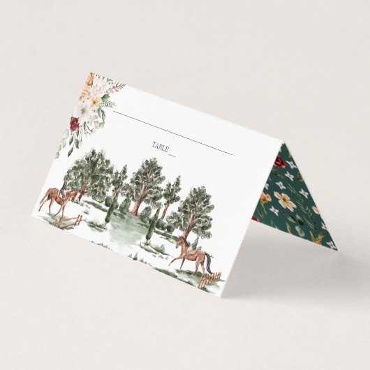 Waterverf Equestrian Floral | Weddenschapskaart Visitekaartje (Voorkant)