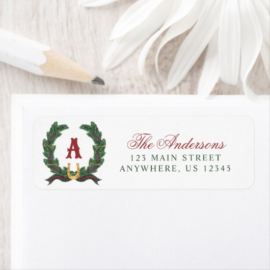 Waterverf Equestrian Lauwerkrans Monogram Etiket (Insitu)