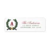 Waterverf Equestrian Lauwerkrans Monogram Etiket (Voorkant)