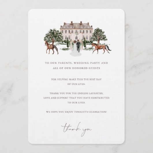 Waterverf Equestrian | Weddenstabel Hartelijk dank Menu (Voorkant)