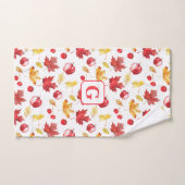 waterverf esdoorn bladeren kersen appels monogram bad handdoek (Handdoek)