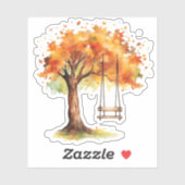 Waterverf esdoorn en schommel Herfst Sticker (Vel)
