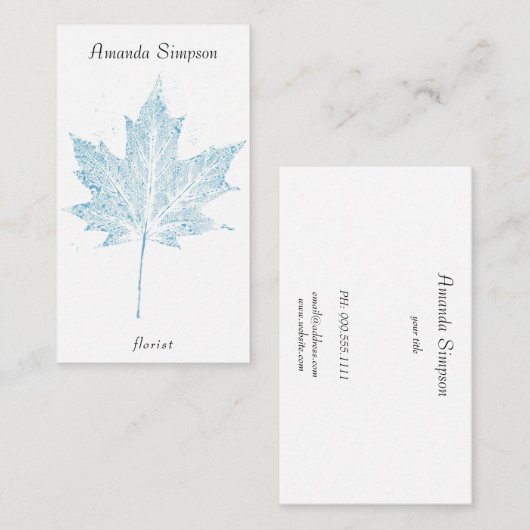 Waterverf, esdoornblad, bloemisbloem visitekaartje (Voorkant / Achterkant)