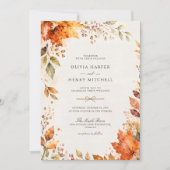 Waterverf Esdoornblad Rustieke Herfst Bruiloft Kaart (Voorkant)