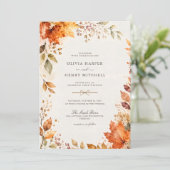 Waterverf Esdoornblad Rustieke Herfst Bruiloft Kaart (Staand voorkant)