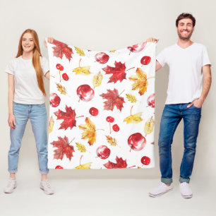waterverf esdoornbladeren, kersen, appels fleece deken