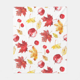waterverf esdoornbladeren, kersen, appels fleece deken