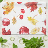 waterverf esdoornbladeren, kersen, appels theedoek (Gevouwen)