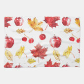waterverf esdoornbladeren, kersen, appels theedoek (Horizontaal)
