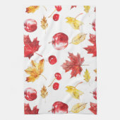 waterverf esdoornbladeren, kersen, appels theedoek (Verticaal)