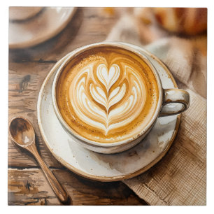 Waterverf Espresso Kop Cozy Latte Art Tegeltje