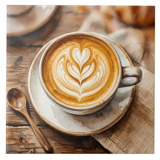 Waterverf Espresso Kop Cozy Latte Art Tegeltje (Voorkant)