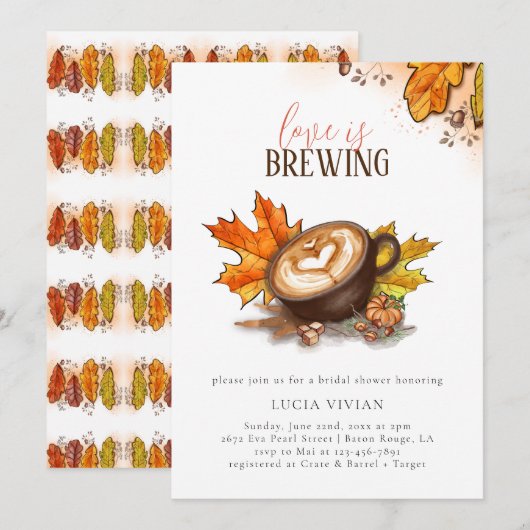 Waterverf espresso liefde is het brouwen van Vrijg Kaart (Voorkant / Achterkant)