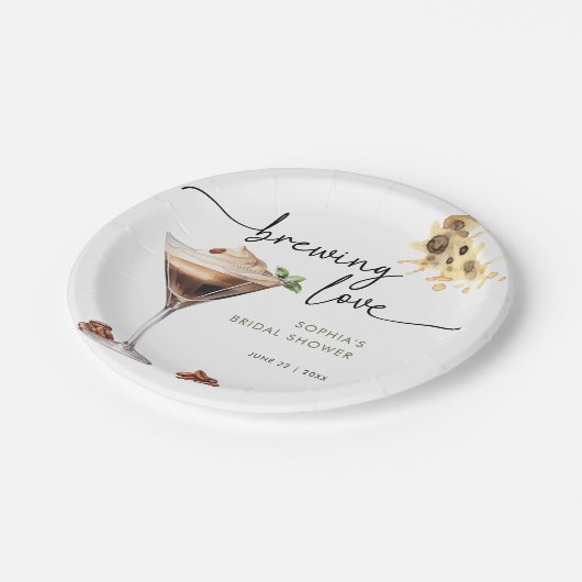 Waterverf Espresso Martini Bruidsdiner Papieren Bordje (Gekanteld)