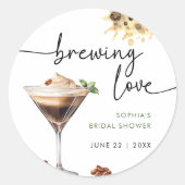 Waterverf Espresso Martini Bruidsdouche Ronde Sticker (Voorkant)