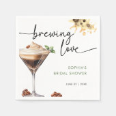 Waterverf Espresso Martini Bruidsdouche Servet (Voorkant)