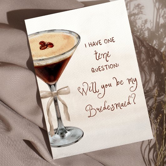 Waterverf Espresso Martini Bruidsmeisje Voorstel Kaart