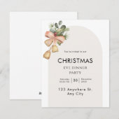 Waterverf esthetisch kerstfeest feestdagenkaart (Voorkant / Achterkant)