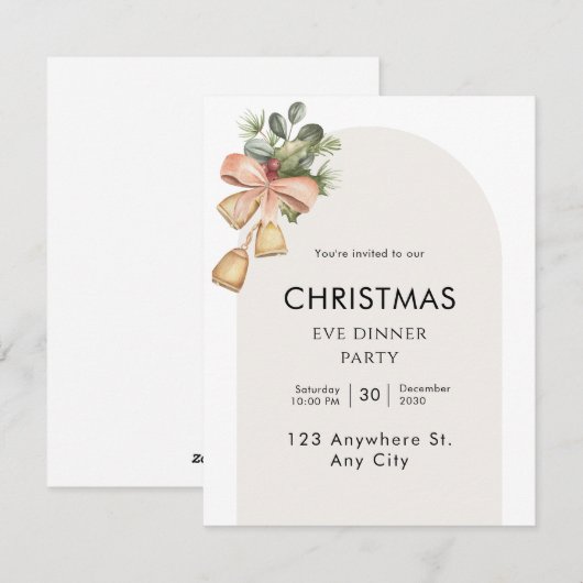 Waterverf esthetisch kerstfeest feestdagenkaart (Voorkant / Achterkant)