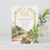 Waterverf esthetische bloementuin baby shower kaart (Staand voorkant)