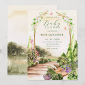 Waterverf esthetische bloementuin baby shower kaart (Voorkant / Achterkant)