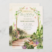 Waterverf esthetische bloementuin verjaardag kaart (Voorkant / Achterkant)