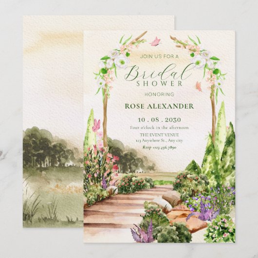 Waterverf esthetische bloementuin vrijgezellenfees kaart (Voorkant / Achterkant)