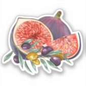 Waterverf Esthetische Fig en Olijven Kunstwerk Sticker (Voorkant)