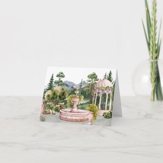 Waterverf esthetische groene tuin elegant kaart (Voorkant)