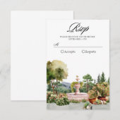 Waterverf esthetische groene tuin elegant RSVP kaartje (Voorkant / Achterkant)