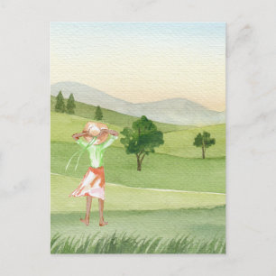Waterverf esthetische natuur landschap briefkaart