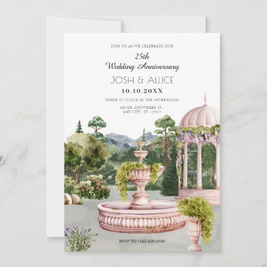 Waterverf esthetische tuin huwelijksverjaardag kaart (Voorkant)