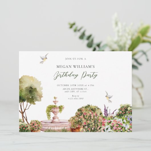 Waterverf esthetische tuin kaart (Staand voorkant)