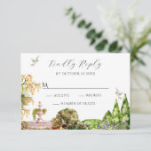 Waterverf esthetische tuin RSVP kaartje (Staand voorkant)