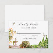 Waterverf esthetische tuin RSVP kaartje (Voorkant / Achterkant)