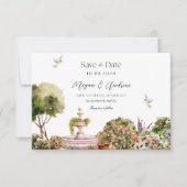 Waterverf esthetische tuin voorjaar bruiloft save the date (Voorkant)