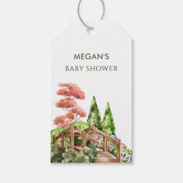 Waterverf esthetische tuinveer cadeaulabel