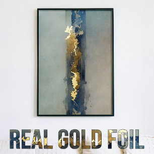 Waterverf etherisch abstract goud blauw zand folie afdrukken