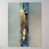Waterverf etherisch abstract goud blauw zand folie afdrukken (Voorkant)