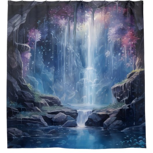 Waterverf Etherische waterval Grotto Douchegordijn (Voorkant)